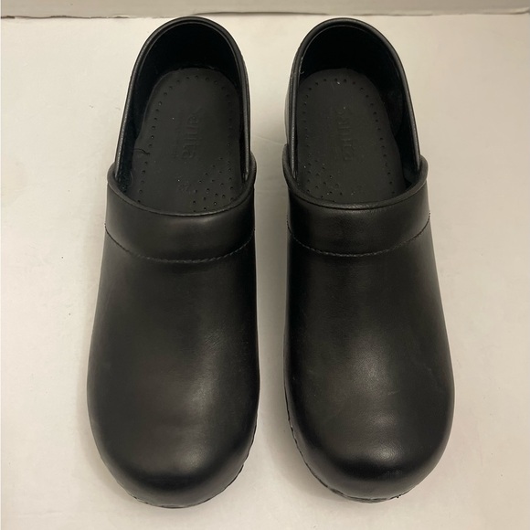 Sanita Black Leather Clogs - Picture 2 of 7